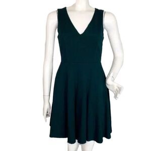 LULUS Skater Dress, M, Forest Green, Bon Appetit, Sleeveless/V-neck, Short